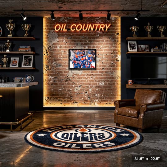 Edmonton Oilers 20" x 29" Unsigned Framed Canvas Celebration 31.5" x 22.5"